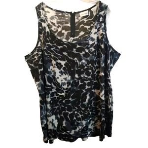 Avenue Leopard Burnout Tunic Top Woman Plus 30W 32W Back Zip Boho Fairy Coastal